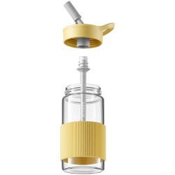 BUYDEEM Portable Glass Straw Bottle 500 ml, model CD1017, color Mellow Yellow - 2