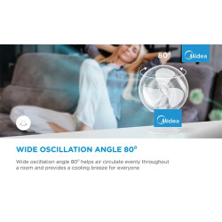 Table fan, 40W, 40cm, 3 speeds, mechanical, noise level: 50-60 dB, Oscillation 80°, Tilting +24° -12° - 2