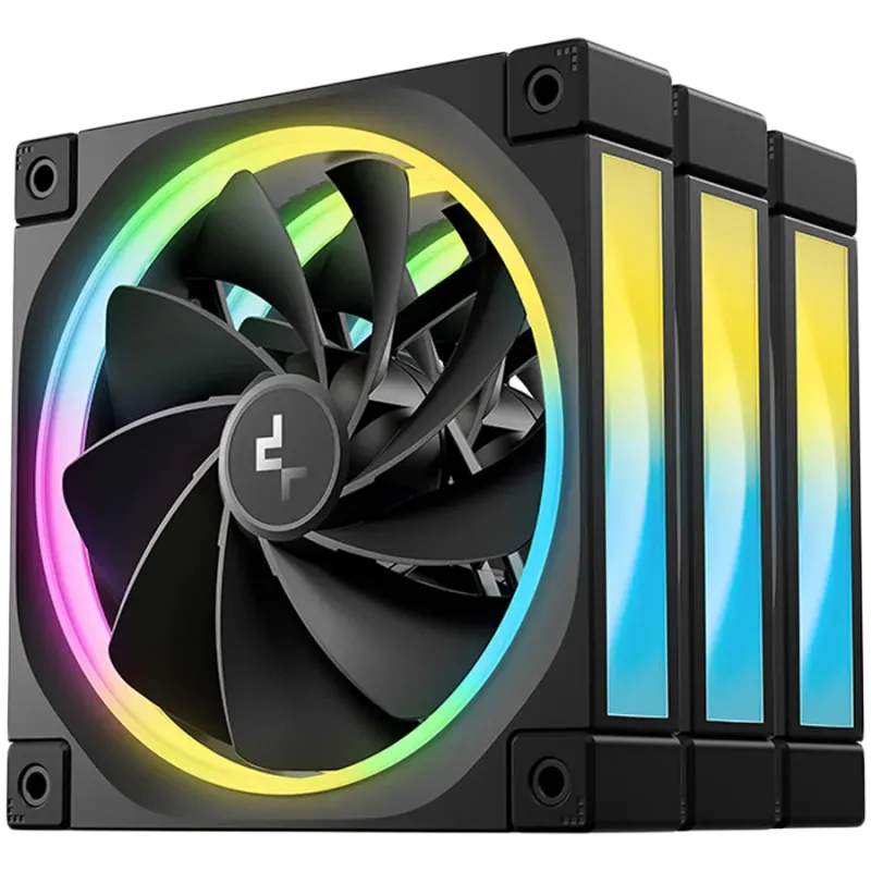 DeepCool FL12R 3IN1, 3x120mm ARGB Reverse Fans, Daisy Chain, 8-pin Cable, PWM, Fluid Dynamic Bearing, PBT, 3 pack, ARGB Halo, R-