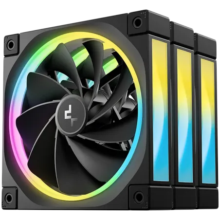 DeepCool FL12R 3IN1, 3x120mm ARGB Reverse Fans, Daisy Chain, 8-pin Cable, PWM, Fluid Dynamic Bearing, PBT, 3 pack, ARGB Halo, R-