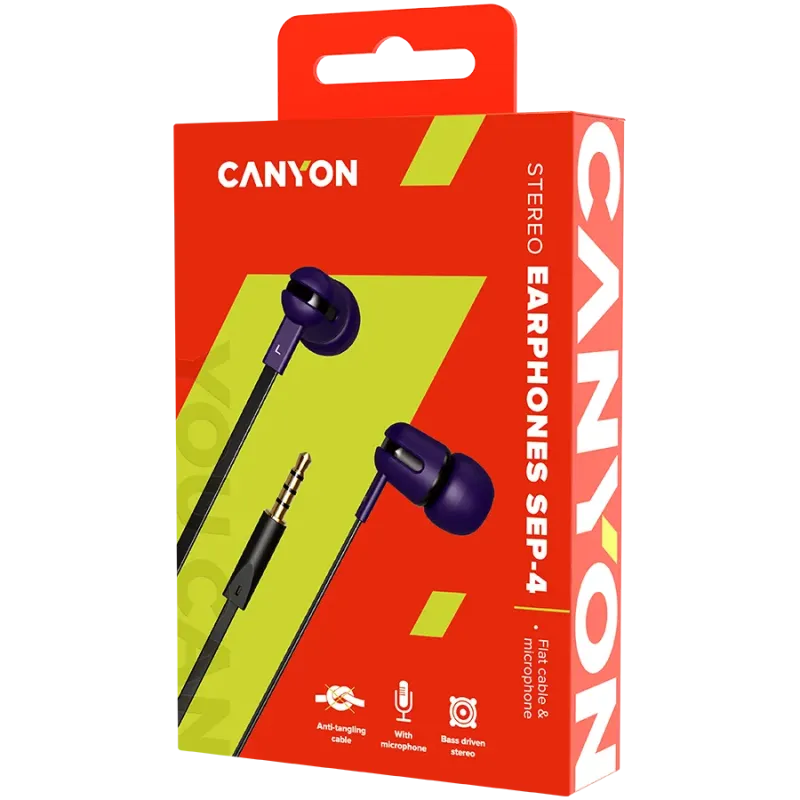 CANYON headphones SEP-4 Mic Flat 1.2m Violet - 1