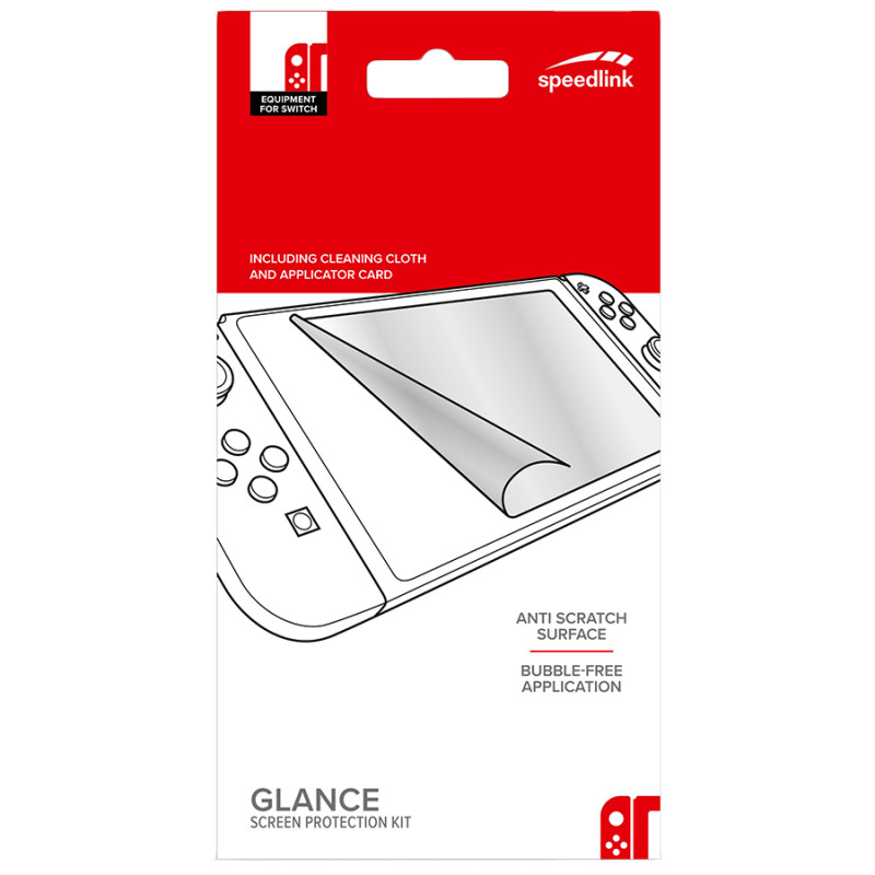 Speedlink GLANCE Screen Protection Kit - for Nintendo Switch, Crystal-clear film, Includes microfibre screen-cleaning cloth, Squ