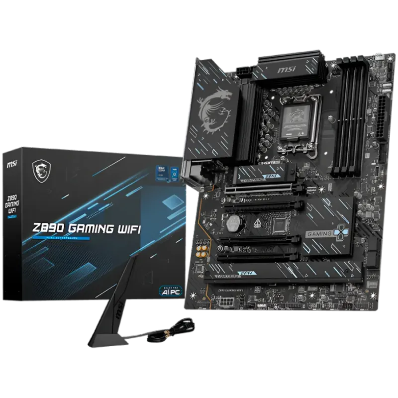 MSI Z890 GAMING WIFI, LGA 1851, Dual Channel DDR5 up to 8800(OC)MHz, 4x PCIe x16 slots, 3x M.2 slots, 6x USB 5Gbps A, 1x USB 20G