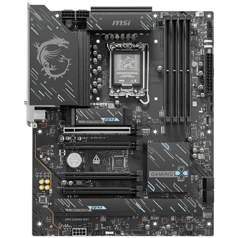 MSI Z890 GAMING WIFI, LGA 1851, Dual Channel DDR5 up to 8800(OC)MHz, 4x PCIe x16 slots, 3x M.2 slots, 6x USB 5Gbps A, 1x USB 20G