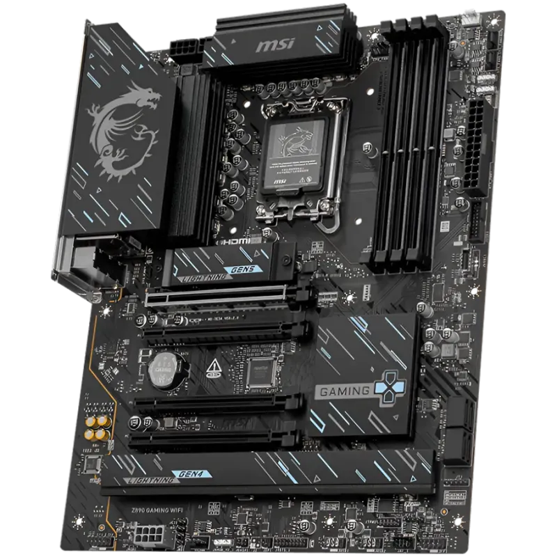 MSI Z890 GAMING WIFI, LGA 1851, Dual Channel DDR5 up to 8800(OC)MHz, 4x PCIe x16 slots, 3x M.2 slots, 6x USB 5Gbps A, 1x USB 20G