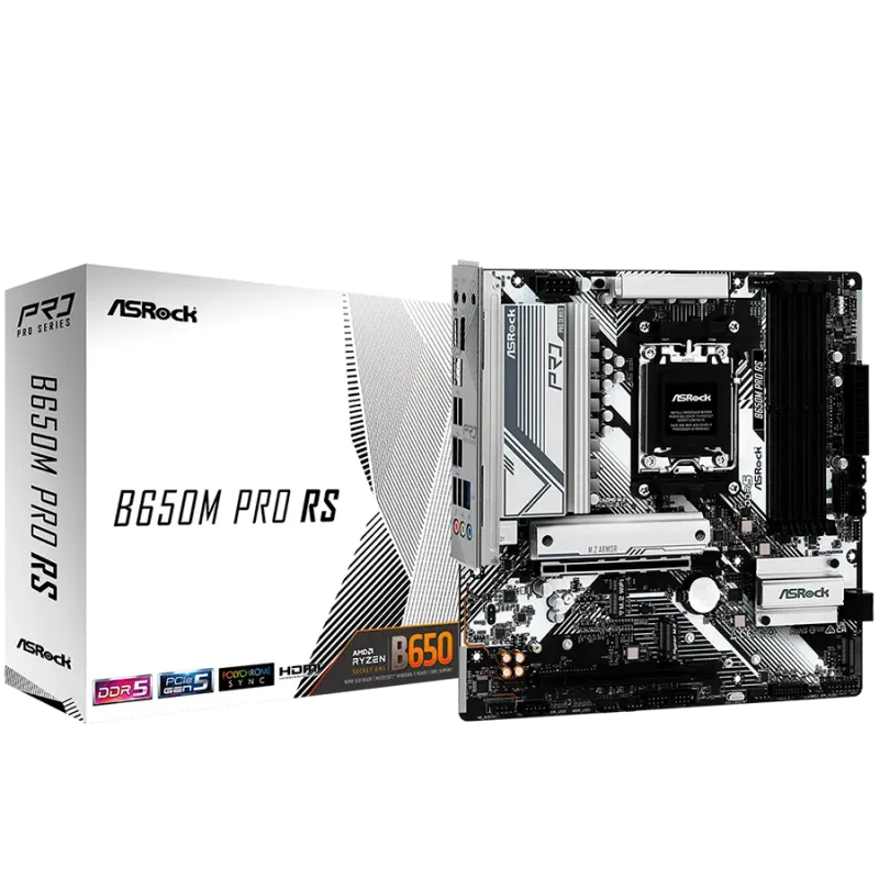 ASROCK MB Desktop B650M PRO RS, AM5, 4x DDR5, 1x PCIe 4.0 x16, 1x PCIe 3.0 x16, 1x Blazing M.2(PCIe Gen5x4), 1x Hyper M.2, 4x SA