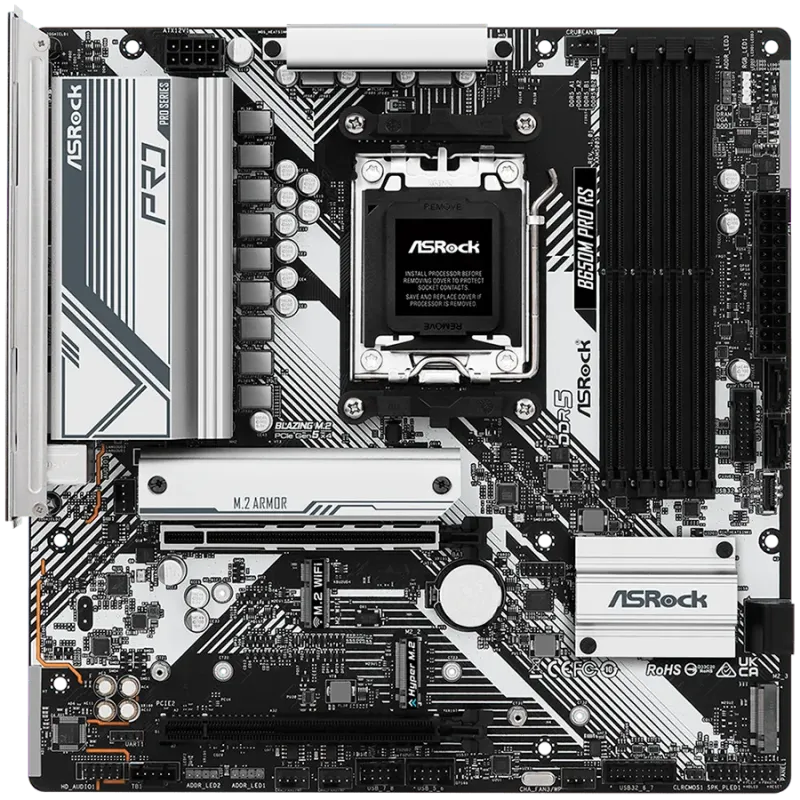 ASROCK MB Desktop B650M PRO RS, AM5, 4x DDR5, 1x PCIe 4.0 x16, 1x PCIe 3.0 x16, 1x Blazing M.2(PCIe Gen5x4), 1x Hyper M.2, 4x SA