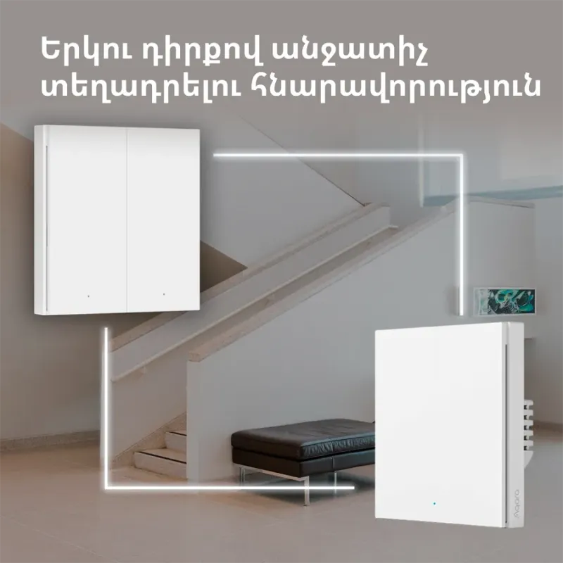Aqara Wireless Remote Switch H1 (double rocker): Model: WRS-R02 SKU: AR009GLW02 - 1