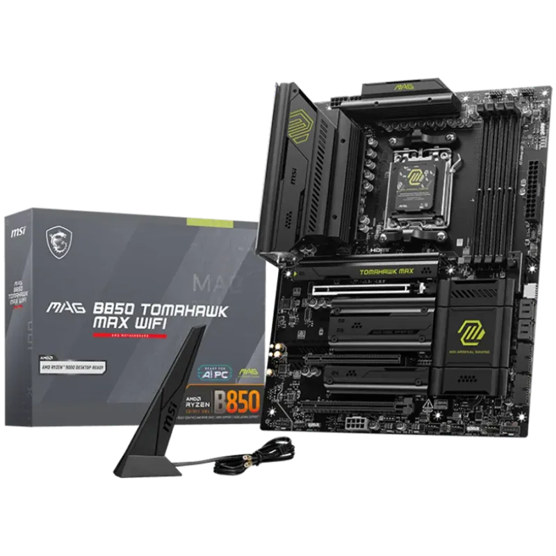 MSI MAG B850 TOMAHAWK MAX WIFI, ATX, Socket AM5, 4x DDR5 Dual Channel DDR5 up to 8400(OC)MHz, 3x PCIe 3.0 x16 slot, 4x M.2 slot,