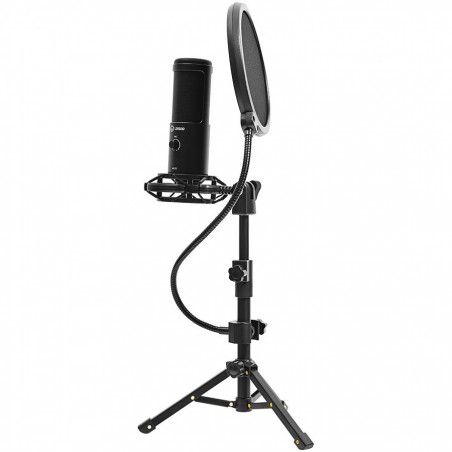 LORGAR Gaming Microphones, Black, USB condenser microphone with tripod stand, pop filter, including 1 microphone, 1 Height metal