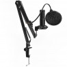 LORGAR Gaming Microphones, Black, USB condenser microphone with boom arm stand, pop filter, tripod stand. including 1* microphon