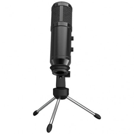 LORGAR Gaming Microphones, Black, USB condenser microphone with Volume Knob & Echo Kob, including 1x Microphone, 1 x 2.5M USB Ca