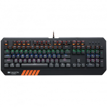CANYON Wired multimedia gaming keyboard with lighting effect, 108pcs rainbow LED, Numbers 104keys, EN double injection layout, c