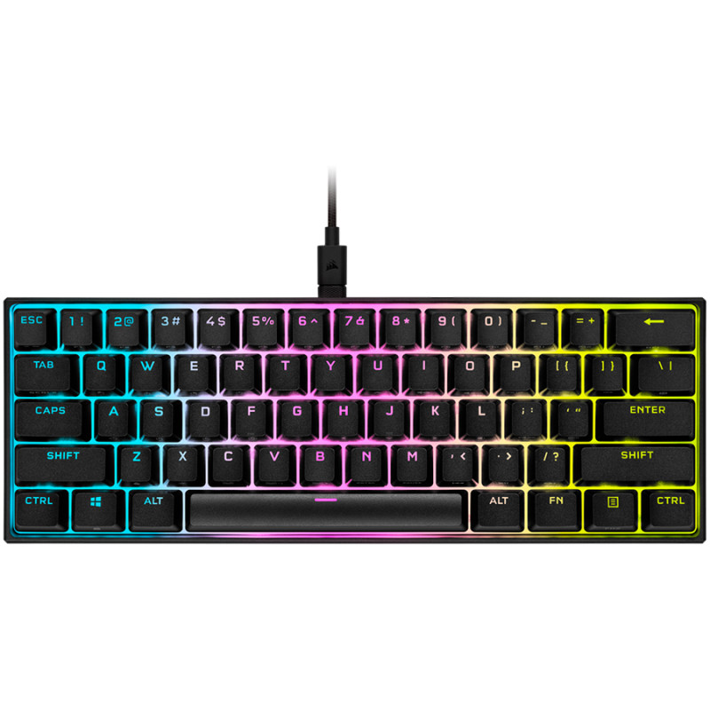 CORSAIR K65 RGB MINI 60% Mechanical Gaming Keyboard, Backlit RGB LED, CHERRY MX Red, Black PBT - 1