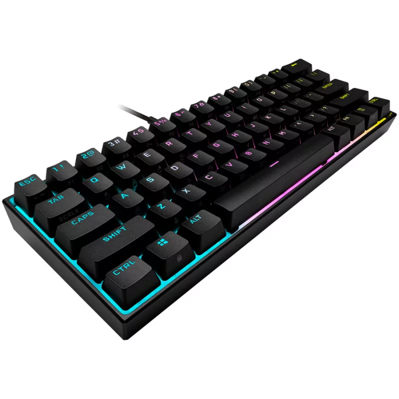 CORSAIR K65 RGB MINI 60% Mechanical Gaming Keyboard, Backlit RGB LED, CHERRY MX Red, Black PBT - 3