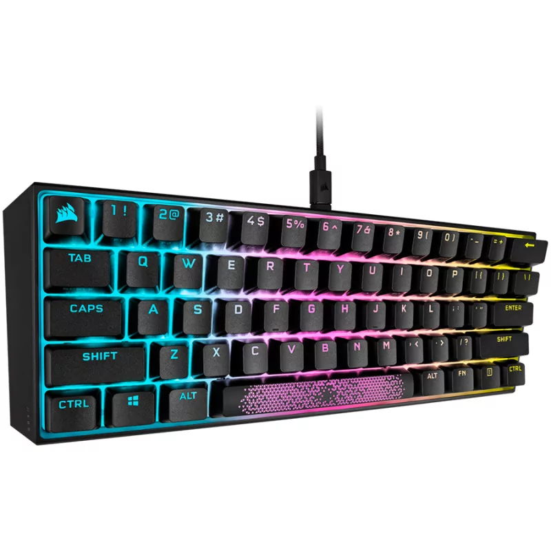 CORSAIR K65 RGB MINI 60% Mechanical Gaming Keyboard, Backlit RGB LED, CHERRY MX Red, Black PBT - 9