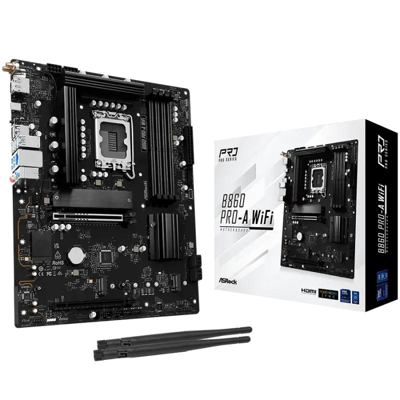ASROCK B860 PRO-A WIFI, Socket 1851, 4x DDR5, WiFi, Bluetooth, ATX - 1