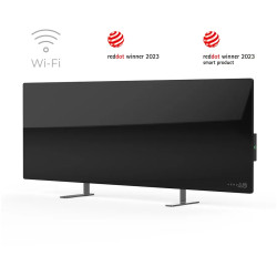 AENO Premium Eco Smart Heater, 700W, Tempered glass, Infrared+convection heating type, Plug type: Europe (E/F type), BLACK - 1