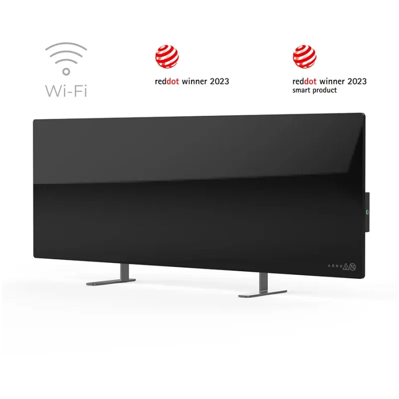 AENO Premium Eco Smart Heater, 700W, Tempered glass, Infrared+convection heating type, Plug type: Europe (E/F type), BLACK - 1