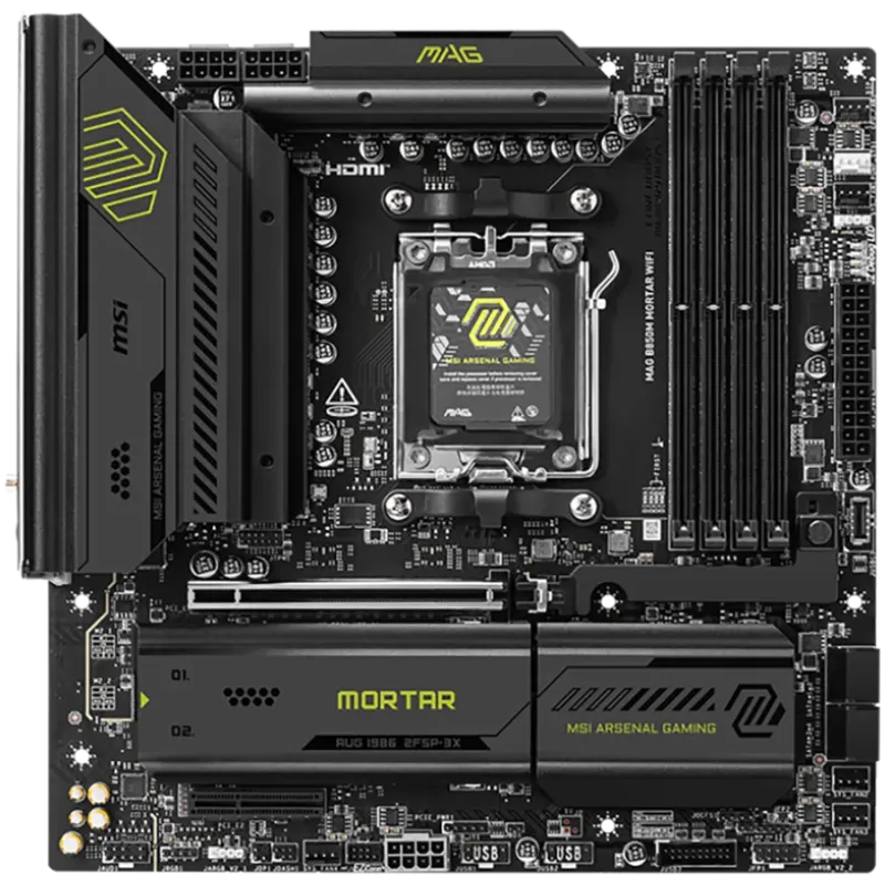 MSI B850M MORTAR WIFI, mATX, Socket AM5, 4x DDR5 Dual Channel DDR5 up to 8200(OC)MHz, 1x PCIe x16 slot, 3x M.2 slot, 4x USB 5Gbp