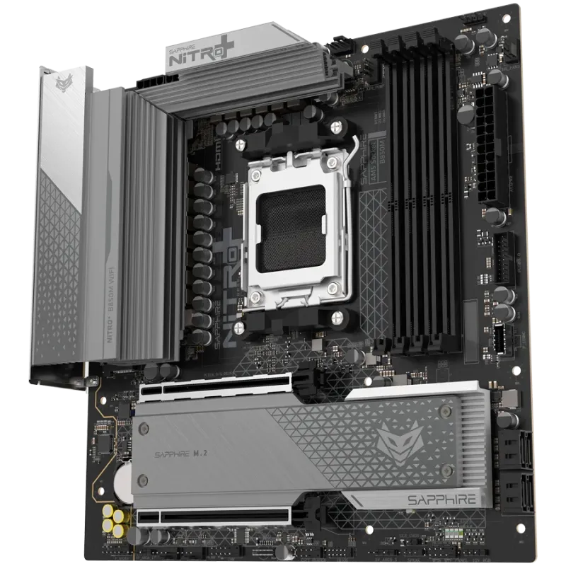 SAPPHIRE AMD B850M AM5 NITRO+ Ryzen R9/R7/R5, 4x DDR5 8000MHz, PCIE 5.0 x 16, 1x M.2 Gen5, 1x M.2 Gen4, LAN 2.5 Gbps, WIFI6, USB
