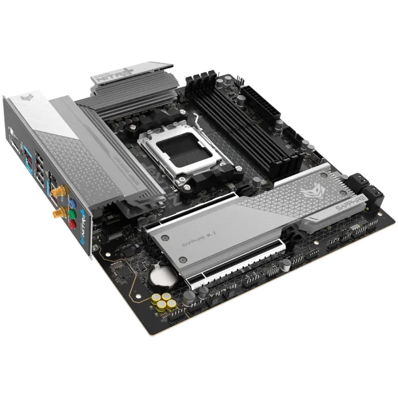 SAPPHIRE AMD B850M AM5 NITRO+ Ryzen R9/R7/R5, 4x DDR5 8000MHz, PCIE 5.0 x 16, 1x M.2 Gen5, 1x M.2 Gen4, LAN 2.5 Gbps, WIFI6, USB