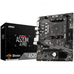 MSI Main Board Desktop A520M-A PRO (A520, AM4, 2xDDR4, 1x PCI-E 3.0 x16 slot,1x M.2 slot,4x USB 3.2 Gen1,2x USB 2.0,1x HDMI,1x D