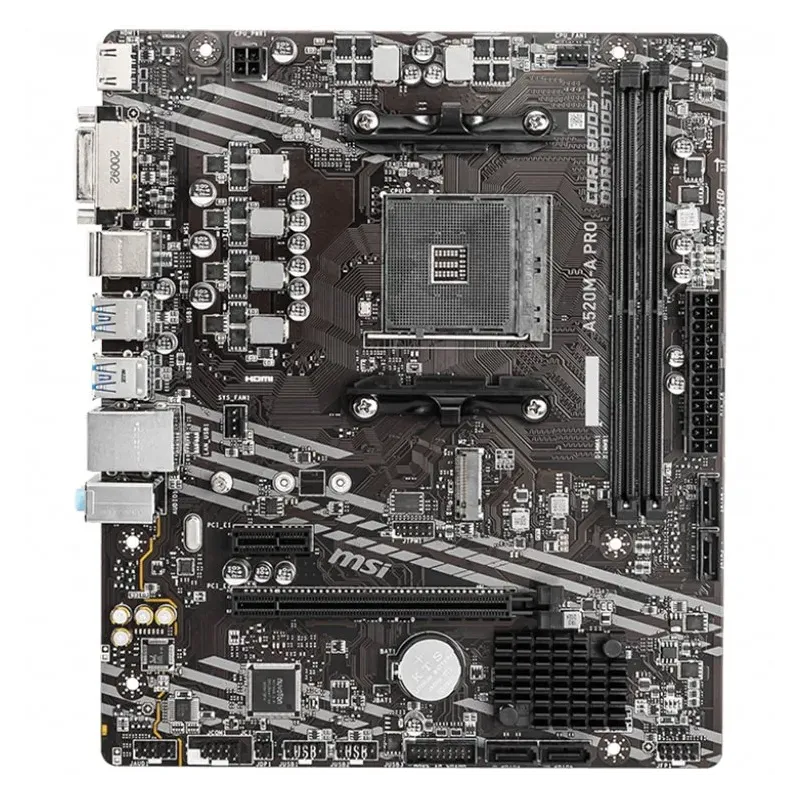 MSI Main Board Desktop A520M-A PRO (A520, AM4, 2xDDR4, 1x PCI-E 3.0 x16 slot,1x M.2 slot,4x USB 3.2 Gen1,2x USB 2.0,1x HDMI,1x D