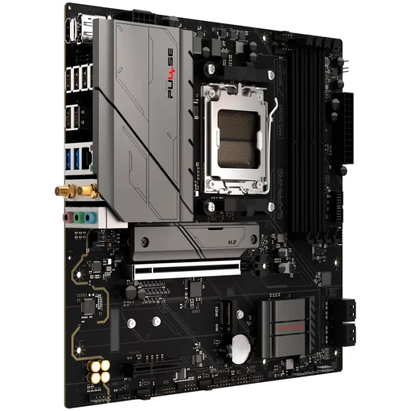 SAPPHIRE AMD B850M AM5 PULSE Ryzen R9/R7/R5, 4x DDR5 7600MHz, PCIE 4.0 x16, 1x M.2 Gen5, 1x M.2 Gen4, LAN 2.5 Gbps, WIFI6, USB, 