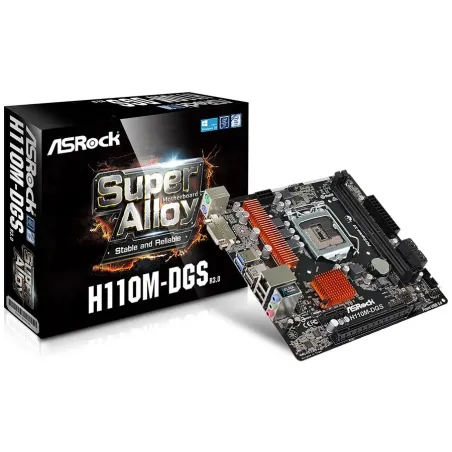 ASROCK Main Board Desktop H110 (S1151, 2xDDR4,1xPCI E 3.0 x16,1xPCI E 2.0x1, SATA III, GLAN, DVD-D, USB3.0)micro ATX retail - 1