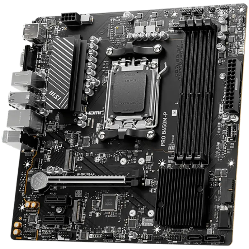 MSI PRO B650M-P,ATX, Socket AM5,AMD B650, 4xDDR5, Dual Channel DDR5 up to 7200+(OC)MHz,1x PCIe 4.0/3.0 x16 slot,2x M.2 slots,2x 