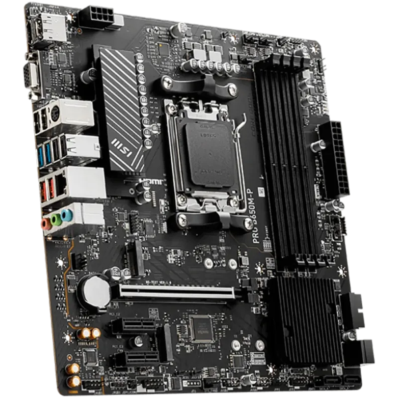 MSI PRO B650M-P,ATX, Socket AM5,AMD B650, 4xDDR5, Dual Channel DDR5 up to 7200+(OC)MHz,1x PCIe 4.0/3.0 x16 slot,2x M.2 slots,2x 