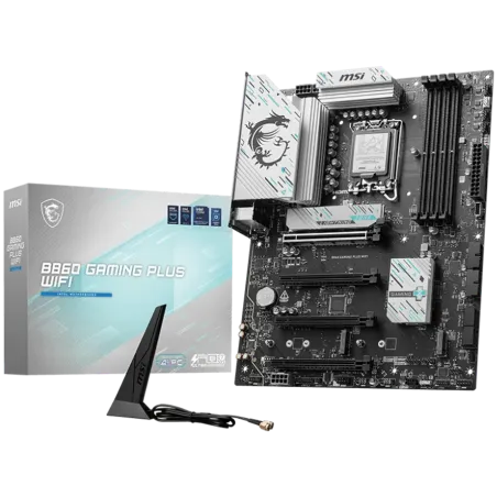 MSI PRO B860 GAMING PLUS WIFI, ATX, LGA 1851, 4x DDR5 Dual Channel DDR5 up to 8600(OC)MHz, 4x PCIe x16 slot, 3x M.2 slot, 4x USB