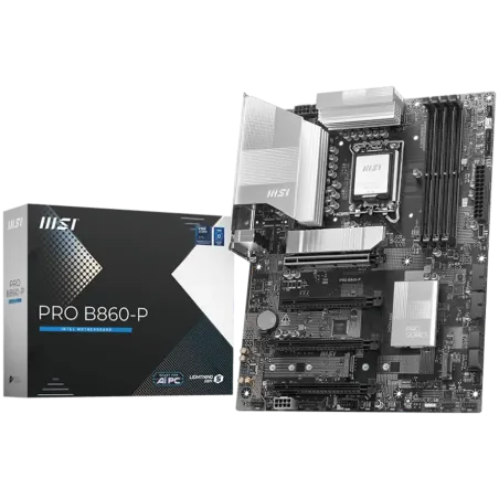 MSI PRO B860-P, ATX, LGA 1851, 4x DDR5 Dual Channel DDR5 up to 8600(OC)MHz, 4x PCIe x16 slot, 3x M.2 slot, 4x USB 2.0, 2x USB 5G