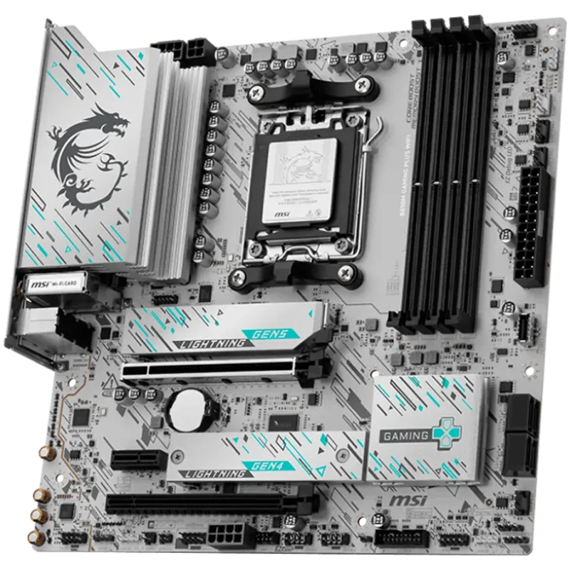 MSI B850M GAMING PLUS WIFI, mATX, Socket AM5, 4x DDR5 Dual Channel DDR5 up to 8200(OC)MHz, 2x PCIe x16 slot, 2x M.2 slot, 3x USB