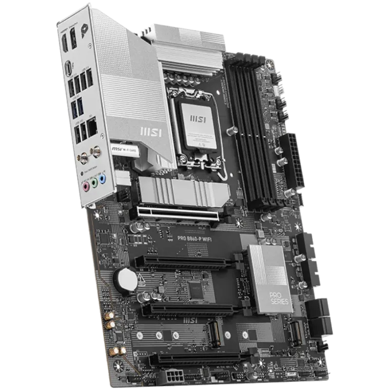 MSI PRO B860-P WIFI, ATX, LGA 1851, 4x DDR5 Dual Channel DDR5 up to 8600(OC)MHz, 4x PCIe x16 slot, 3x M.2 slot, 4x USB 2.0, 2x U