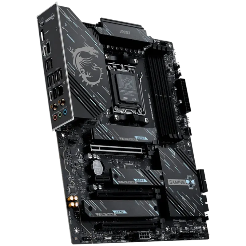 MSI X870E GAMING PLUS WIFI, ATX, Socket AM5, 4x DDR5 Dual Channel DDR5 up to 8200(OC)MHz, 3x PCIe x16 slot, 3x M.2 slot, 4x USB 