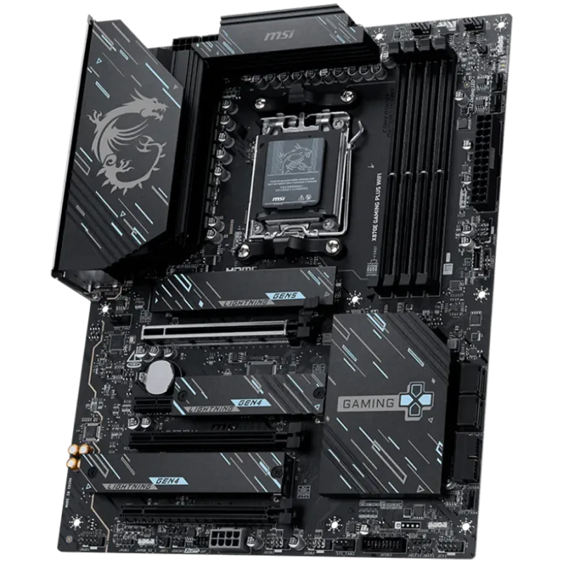 MSI X870E GAMING PLUS WIFI, ATX, Socket AM5, 4x DDR5 Dual Channel DDR5 up to 8200(OC)MHz, 3x PCIe x16 slot, 3x M.2 slot, 4x USB 