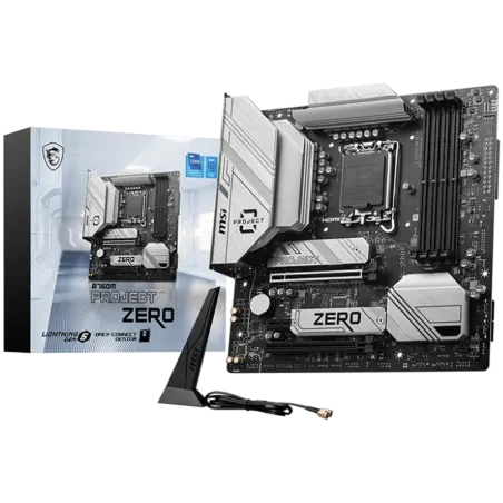 MSI B760M PROJECT ZERO, mATX, Socket LGA 1700, Dual Channel DDR5 7800+(OC)MHz, 2x PCIe x16 slots, 2x M.2 slots, 1x HDMI, 1x DP, 