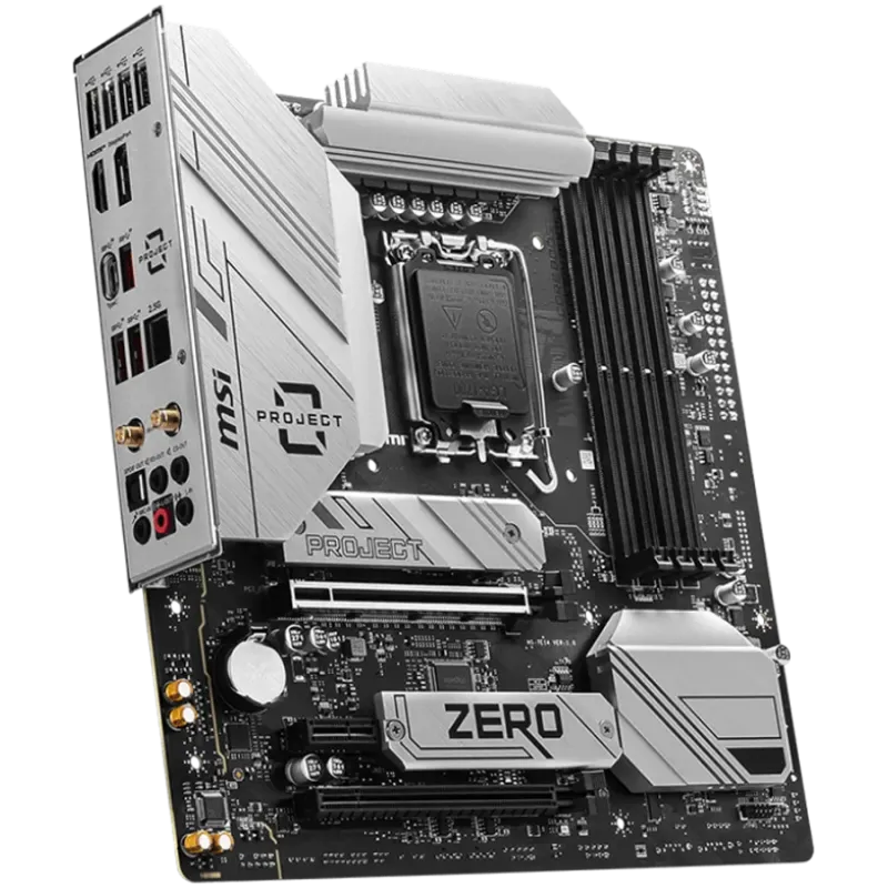 MSI B760M PROJECT ZERO, mATX, Socket LGA 1700, Dual Channel DDR5 7800+(OC)MHz, 2x PCIe x16 slots, 2x M.2 slots, 1x HDMI, 1x DP, 