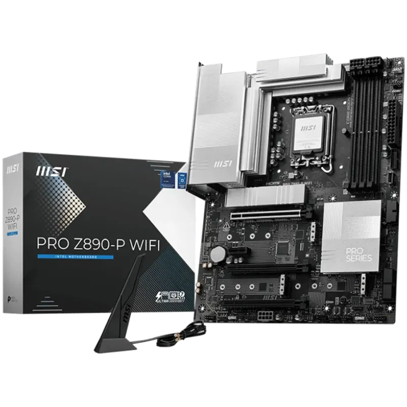 MSI PRO Z890-P WIFI, LGA 1851, Dual Channel DDR5 up to 9200(OC)MHz, 3x PCIe x16 slots, 4x M.2 slot, 4xUSB 2.0, 2xUSB 5Gbps A, 1x