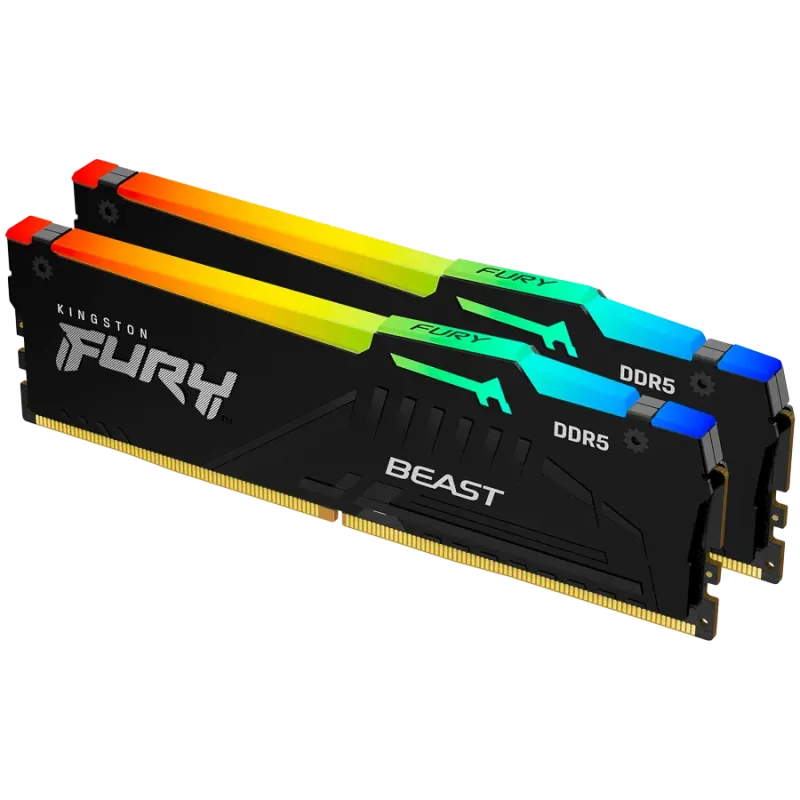 Kingston 64GB 5600MT/s DDR5 CL36 DIMM (Kit of 2) FURY Beast RGB - 1