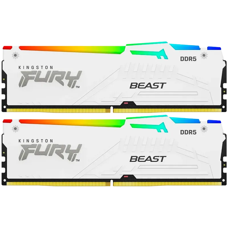 Kingston 32GB 6000MT/s DDR5 CL36 DIMM (Kit of 2) FURY Beast White RGB EXPO - 1
