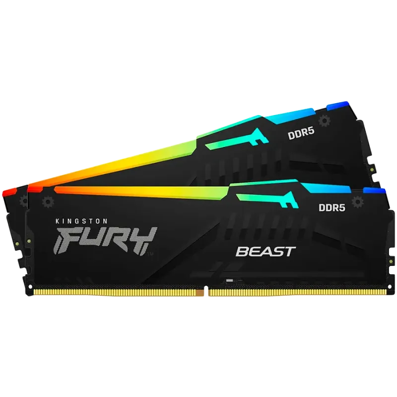 Kingston 64GB 6400MT/s DDR5 CL32 DIMM (Kit of 2) FURY Beast RGB EXPO - 1