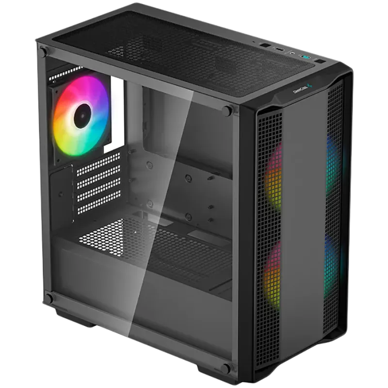 DeepCool CC360 ARGB, Mid Tower, Mini-ITX/Micro-ATX, 1xUSB3.0, 1xUSB2.0, 1xAudio, 3x120mm Pre-Installed ARGB Fans, Tempered Glass