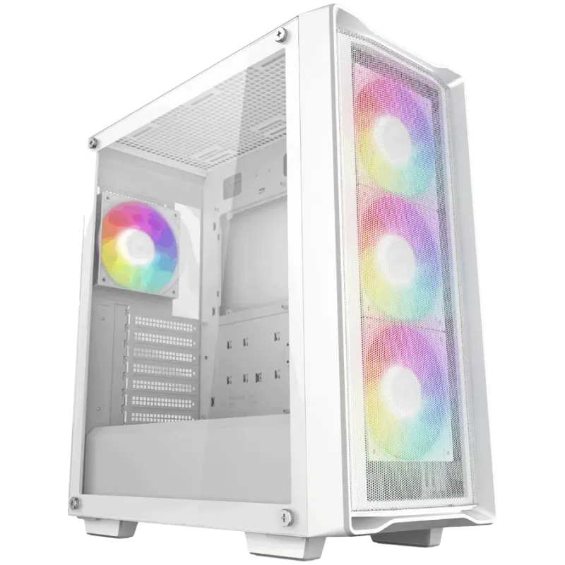 DeepCool CC560 MESH WH V2, Mid Tower, Mini-ITX/Micro-ATX/ATX, 2xUSB3.0, 1xAudio, 4x120mm Pre-Installed ARGB Fans, Tempered Glass