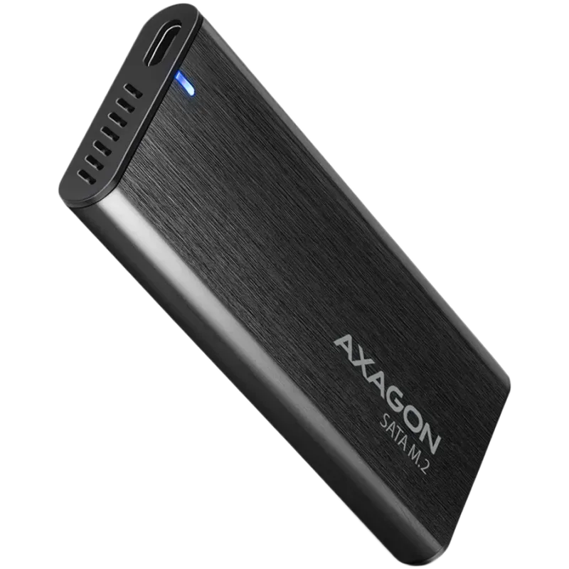 AXAGON EEM2-SBC, M.2 SATA screwless RAW box, black, SuperSpeed USB-C 10 Gbps - 1