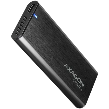 AXAGON EEM2-SBC, M.2 SATA screwless RAW box, black, SuperSpeed USB-C 10 Gbps - 1