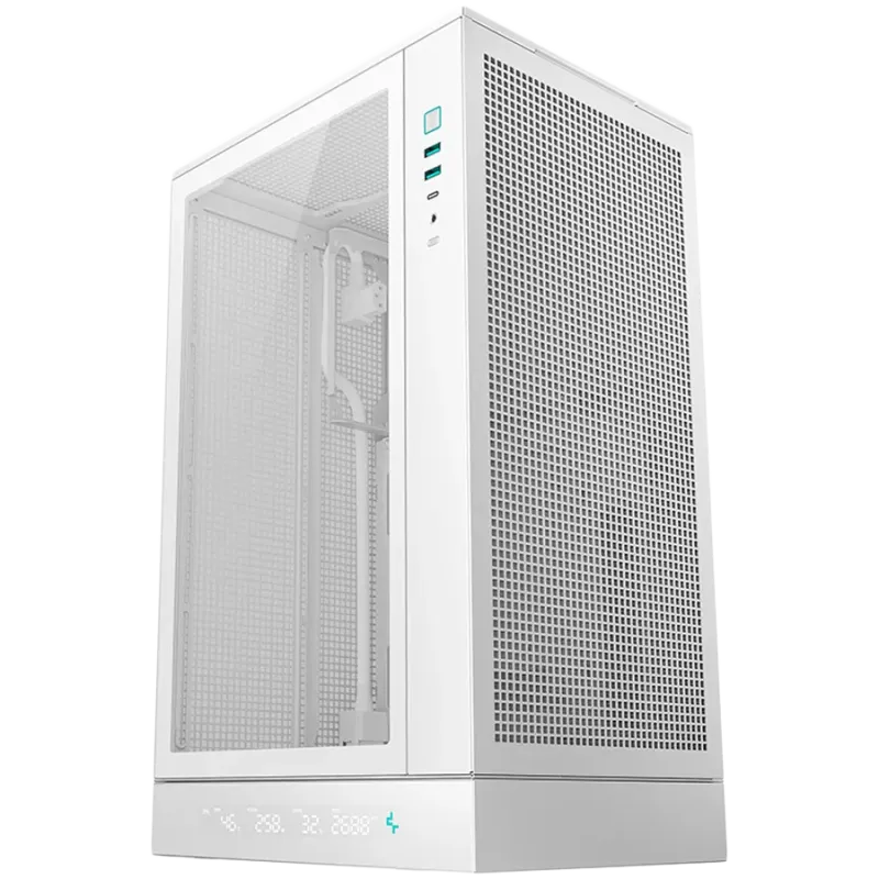 DeepCool CH270 DIGITAL WH, Mini Tower, Mini-ITX/Micro-ATX, 2xUSB3.0, 1xType-C Gen 2, 1xAudio/Mic, Mesh Panel, White, R-CH270-WHN