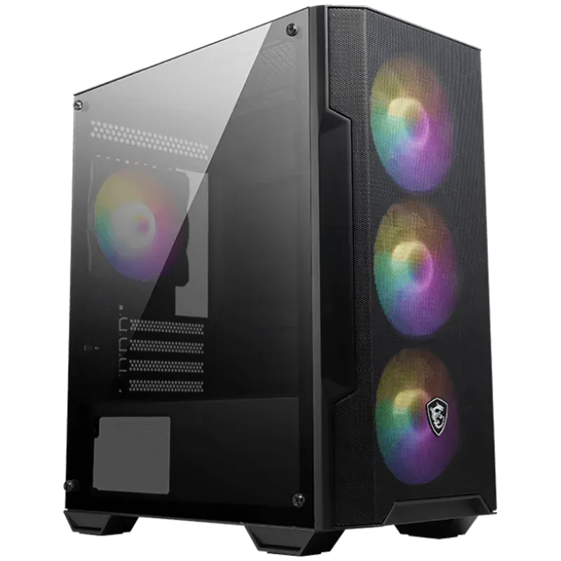 MSI MAG FORGE M100A, M-ATX Tower, M-ATX/ M-ITX, 1x USB 3.2 Gen 1 Type-A, 2x USB 2.0 Type-A, 1x Audio, 1x Mic, Power Button, 4x 1